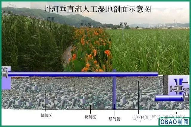 垂直流人工湿地剖面示意图 垂直流人工湿地剖面示意图