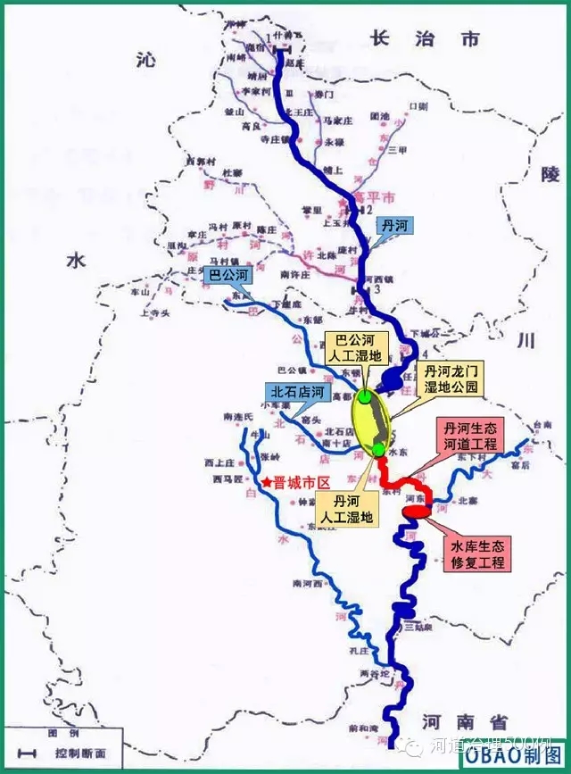 丹河流域及综合整治工程示意图 丹河流域及综合整治工程示意图